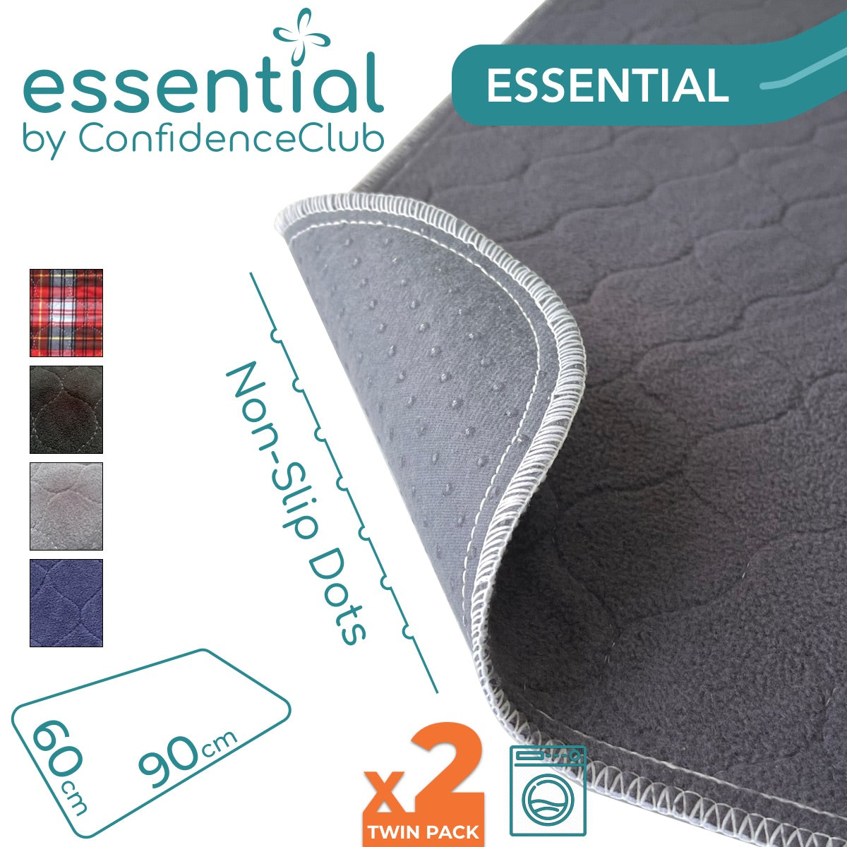 Essential Washable Absorbent Non-Slip Mat 60x90cm - Twin-Pack –  ConfidenceClub