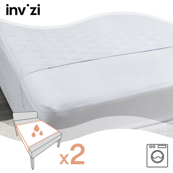 Invizi Waterproof Absorbent Bed Protector with Tucks - Twin-Pack