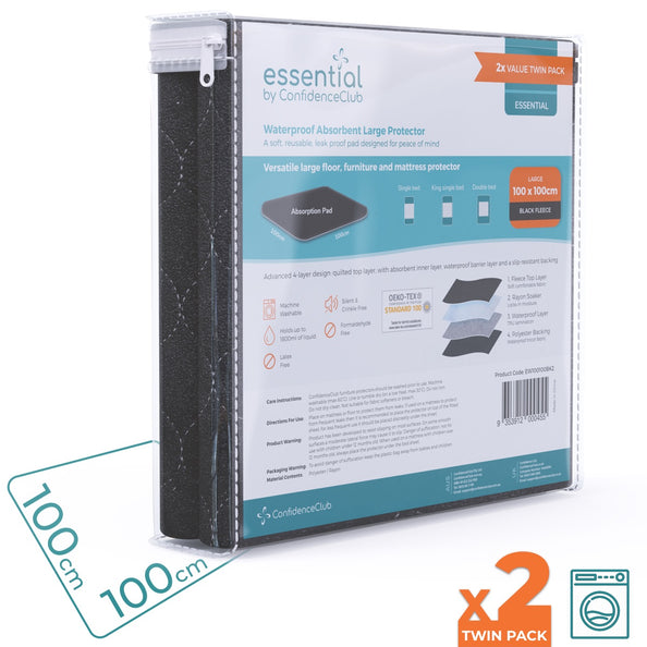 Essential Waterproof Large Protector 100x100cm - Twin-Pack