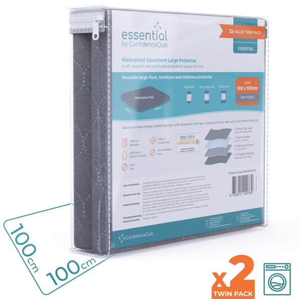 Essential Waterproof Large Protector 100x100cm - Twin-Pack