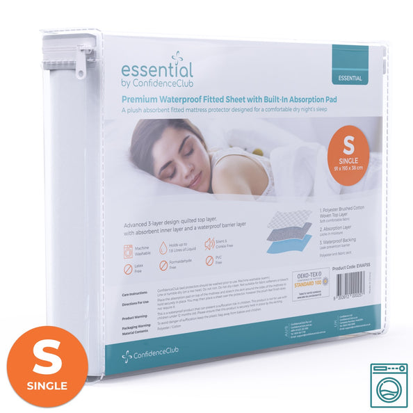 Essential Waterproof Fitted Sheet With Soft Absorbent Top Layer