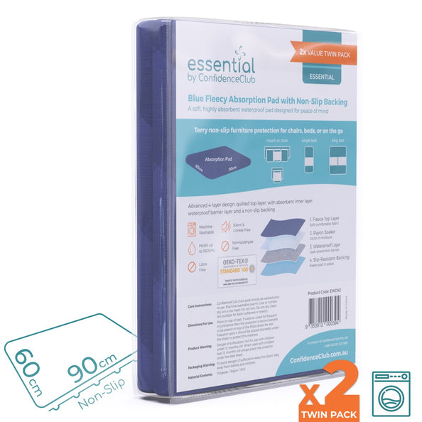 Essential Washable Absorbent Non-Slip Mat 60x90cm - Twin-Pack