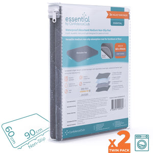 Essential Washable Absorbent Non-Slip Mat 60x90cm - Twin-Pack