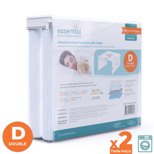 Essential Washable Waterproof Absorbent Bed Protector 132cm long with 60cm Tucks - Twin-Pack
